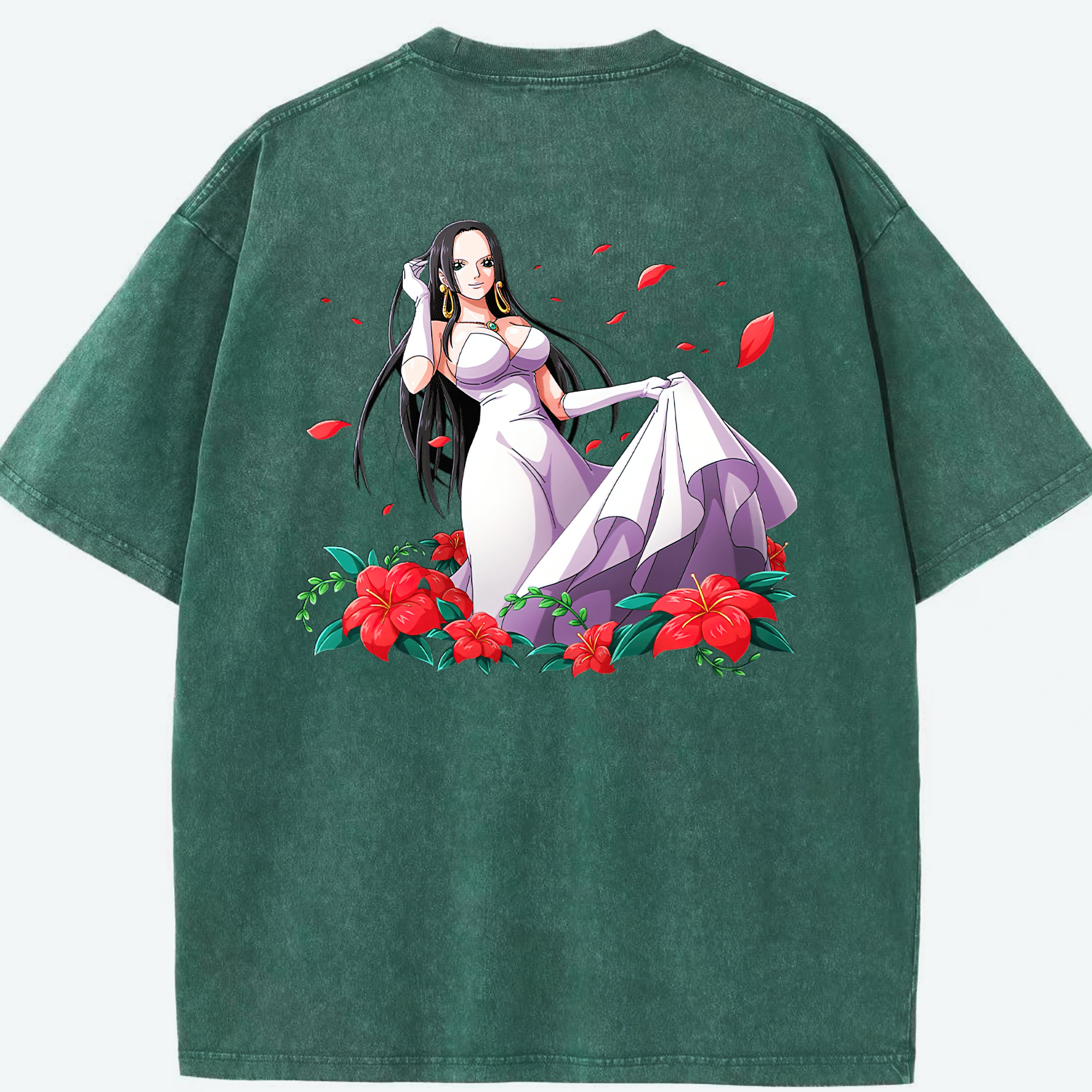 ワンピース ボア・ハンコック ONE PIECE Boa·Hancock 綿100% ヴィンテージ風 半袖Tシャツ（背面プリント）